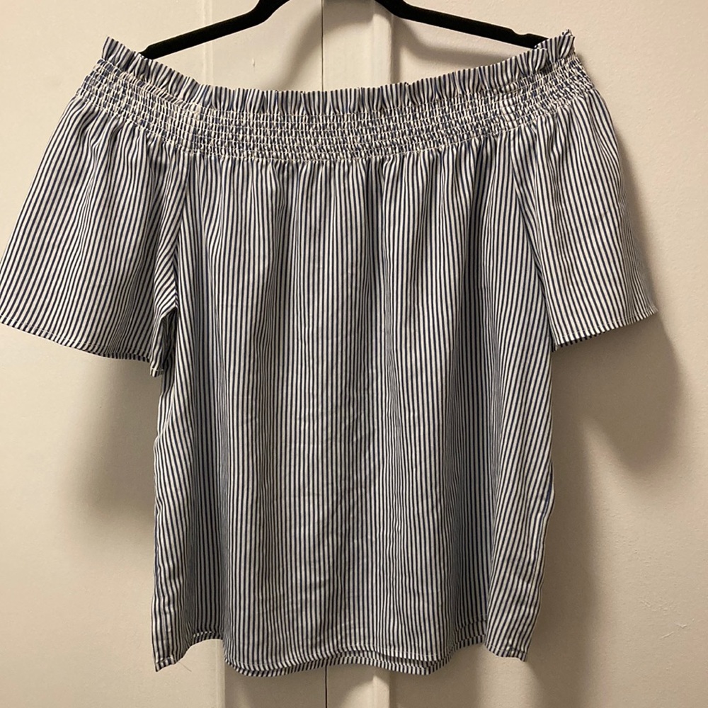 Frnch Off Shoulder Striped Shirt